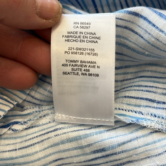 EUC Tommy Bahama striped sleeveless lace front linen blouse - Picture 9 of 9